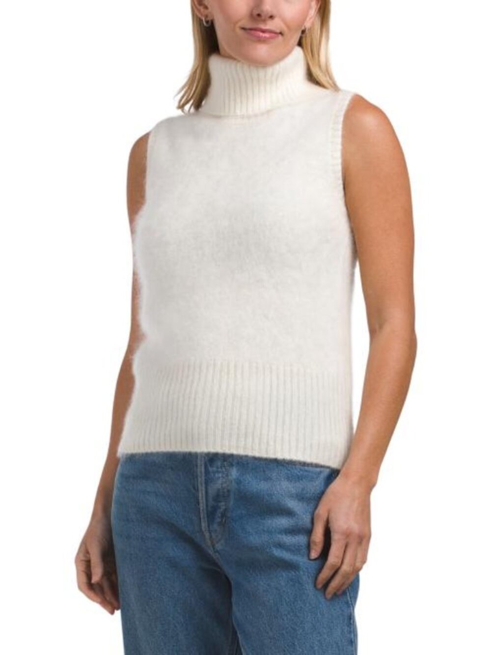 ELIE TAHARI Cashmere Sleeveless Turtleneck Sweater